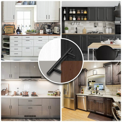 Stainless Steel Cabinet Pulls For Kitchen Drawers Five And A Half Inch Length Five Inch Center To Center Mount Matte Black Finish