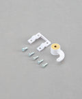 Nose Gear Arm and Mounting Strap for Mini Apprentice S RC Plane with screws and white durable parts displayed on gray surface