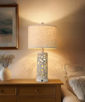 Dual Light Table Lamps With Touch Control, 3-Way Dimmable, Set Of 2, 24.75 Inch Tall, Ceramic Bedside Lamps With Linen Shade, on table