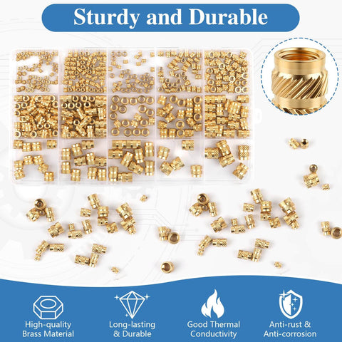 Must Have 420 Pcs Brass Heat Set Threaded Inserts Kit For Plastic M2 To M6 Knurled Nut Inserts Multi Size Assortment