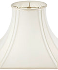 Eggshell Fancy Square Bell Lamp Shade With Inverted Corner Detail, Hand-Tailored Silk-Type Shantung Fabric, 8 x 18 x 14 Inches