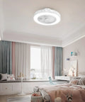 Dope Bladeless Ceiling Fan With Light for Small Spaces in bedroom, 20 Inch Flush Mount, Modern White Finish
