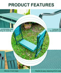 Gardening Kneeler Folding Seat 2 In 1 Grab And Go Garden Bench Lightweight Stool With 2 Tool Pouches and Soft Kneeling Pad