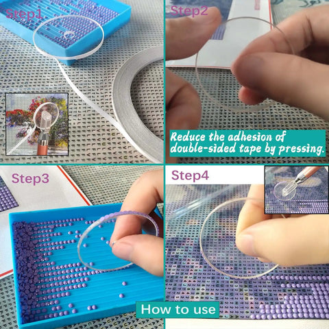 Step-by-step use of Grooved Diamond Painting Wheel Tool For Pro Grade Gem Art Pen Kit with gold finish and easy grip.