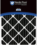 16x25x4 Pleated Air Filter MERV 12 Plus Carbon 6 Pack For Home HVAC Replacement Designed For Honeywell Lennox 16x25x4 Systems Hefty Odor Blocking Carbon Layer Keeps Your Indoor Air Fresh showing pleated pattern and USA label