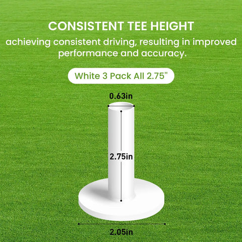 White 2.75 inch golf rubber tee from Golf Rubber Tees Set For Practice And Range Training Driving Range Value Pack