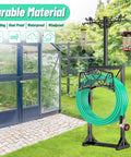 Heavy Duty Free Standing Garden Hose Holder Stand With Two Shepherd Hooks Detachable Metal Hose Storage Rack For Outdoor Yard Lawn Farm Garage Weather Resistant Easy Assembly