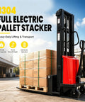 Heavy Hitting Electric Walkie Pallet Stacker With Strong 1.6 Kw Motor Plus Steel Frame Boasting Two Thousand Two Hundred Four Pound Capacity And Ninety Eight Inch Lift Height For Dock To Rack Yard Work in warehouse lifting pallets.