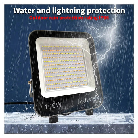 JUDYSSY New Led Floodlight Three-Color Light Adjustable Brightness Spotlight 100W with IP 66 waterproof protection in rain.