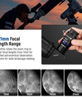 Zoom Telescope Eyepiece 7-21mm Focal Range For Astronomy, 15mm Eye Relief, hands adjusting eyepiece, lunar detail images