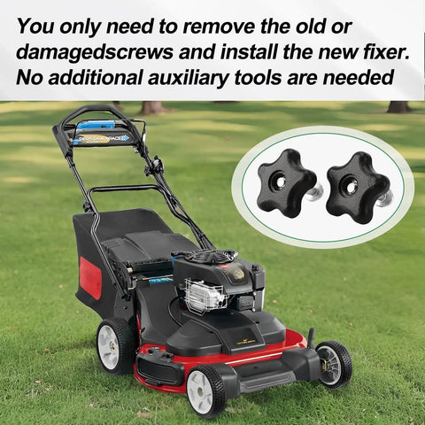 Lawn mower with inset of Two Piece Handle Knob And Screw Bolt Washer Replacement Kit For Lawn Mowers And Snow Blowers No Fuss Install Fits Part Numbers 92 2260 106 4161 107 3844 Bundle