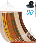 Cotton Double Hammock With 55 Inch Spreader Bar Portable Camping Hammock With Carrying Bag And Tree Straps For Patio Backyard Or Balcony 450 Pound Capacity Brown And Khaki For Easy Hangout Chill Sessions