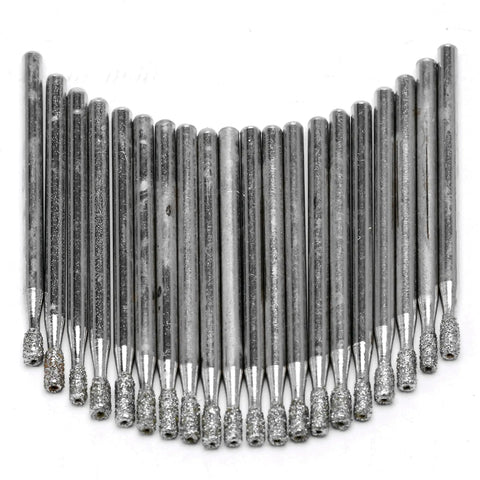 2Mm Diamond Drill Bits For Glass And Tile 0.08 Inch Hole Saw Set For Ceramic Porcelain Stone Marble Granite Water Lubricated Razor Sharp Carbon Steel Bits Pack Of 20 For Glass Tile Porcelain Ceramic Drilling Projects, displayed in a row