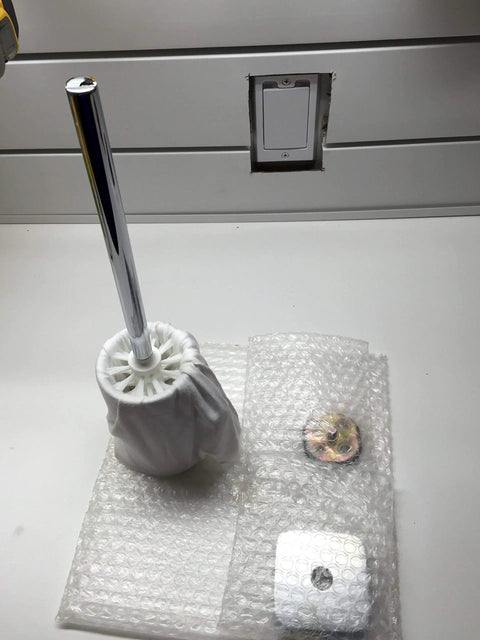 Toilet Brush With Holder Easy Install 16 Inch Chrome Finish Bathroom Accessory With Ceramic Cup And Solid Brass Holder And Durable Nylon Bristles
