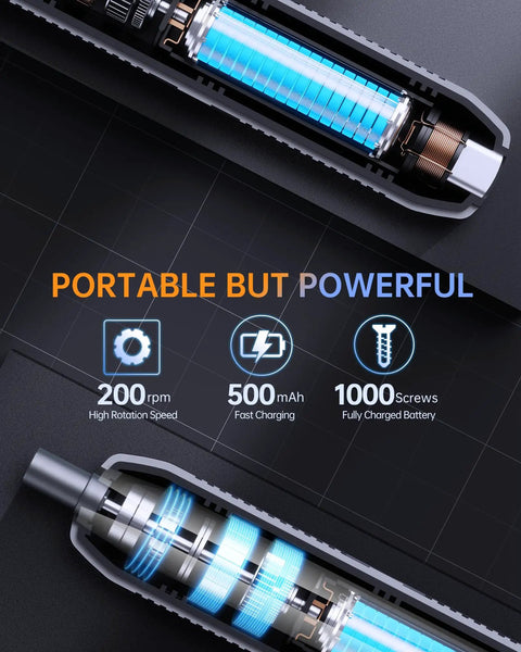 Electric Screwdriver Kit With 181 In 1 Mini Precision Screwdriver Set And 162 Magnetic Bits, showcasing internal components and features