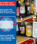 Beefy Steel Reinforced Lazy Susan Cabinet Organizer Turntable for narrow pantry, holding jars with magnetic stop.