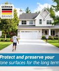 Heavy Hitter Penetrating Stone And Concrete Sealer One Quart Natural Finish used on a driveway, protecting stone surfaces.