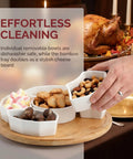 11 Inch Porcelain Lazy Susan Serving Tray Set With 360 Degree Rotating Base And Removable Divided Dishes on dining table