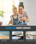 Mother and daughter using Ironing Mat For Any Flat Surface Portable Magnetic Ironing Pad on tabletop