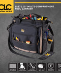 Heavy-Duty 30-Pocket Multi-Compartment Tool Carrier, 13-Inch, Zippered Side Panel Keeps Tools From Spilling, Quick-Access Vertical Pockets For Fast Reach, Rugged Nylon Carpenter Tool Bag For Pros And DIYers