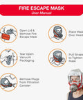 Fire Emergency Escape Mask And Hood For Smoke And Carbon Monoxide Protection, 30 Minute Respirator Shield During Fire Evacuations user manual