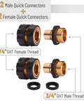 Garden Hose Quick Connectors Three Quarters Inch Universal Fit With Quick Release Fittings Set Of Four Adapters Two Male And Two Female