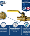 10 Pack PEX Ball Valves Three Quarter Inch Full Port Brass For Potable Water And Hydronic Heating, ANSI NSF 61 ASSE 1061 Certified