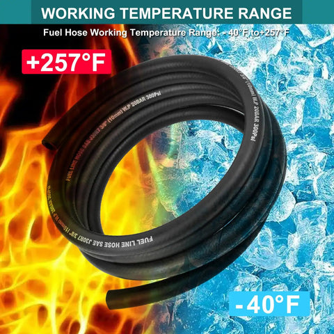 Five Sixteenth Inch ID Fuel Line Hose 10 Ft With 10 Clamps High Pressure 300 PSI NBR Oil Resistant against fire and ice