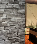 Grey Brick Wallpaper Peel And Stick 17.7 By 394 Inches Faux 3D Stone For Bathroom Bedroom Kitchen And Living Room Durable Vinyl Wall Covering Easy To Apply No Mess showing realistic brick texture