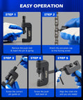 Easy operation steps for Motorcycle Chain Rivet Tool Kit 20 Piece Set With Blackened C Frame and Pre Press Cap