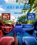 6200 BTU Portable Air Conditioner With Remote For Indoor Outdoor Camping Instant Chill Setup in car interior showing cooling effect.