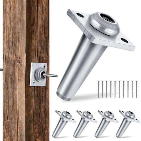 Five Piece Anchor Wire Vise Set For 8 To 11 Gauge Wire Aluminum Grape Trellis Tie Down Tool With Screws Installed on Wooden Post