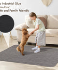 Anti Slip Office Chair Mat For Hardwood Floors 36 By 48 Inches with rattan pattern, shown in living room setting with child and dog.