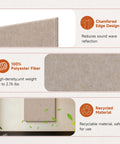 Oversized Self Adhesive Acoustic Wall Panels Made From Dense Polyester Fiber For Quiet Room Treatment And Bass Absorption Suitable For Home Studios Or Living Areas Delivers Premium Camel Color Paired With Quick Peel Stick Two Pack. Chamfered edge design detail of acoustic panel.