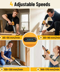 Cordless Caulking Gun With Two 2000mAh Batteries 4 Adjustable Speeds LED Light 10oz Cartridge Gun in use at various speeds