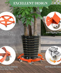 Heavy Duty 55 Gallon Drum Dolly Non Tipping With Steel Frame And Powder Coated Finish, 1,250 Lbs Capacity, Rust Resistant Cross Braces Prevent Warping, Industrial Drum Transport Tool with potted plant