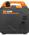 Front view of Ultra Quiet 2350 Watt Portable Inverter Generator With Fuel Shutoff Gas Powered Lightweight 39 Pound Unit Delivers 1900 Rated Watts