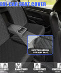 Dog Car Seat Cover For Back Seat 60 40 Split Bench, Waterproof Oxford Fabric Protects Against Messes, demonstrated in car interior.