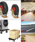 Heavy Duty Replacement Rubber Casters Two Pack Featuring Inflatable Tubeless Tires For Shock Absorbing Swivel Action on various surfaces.