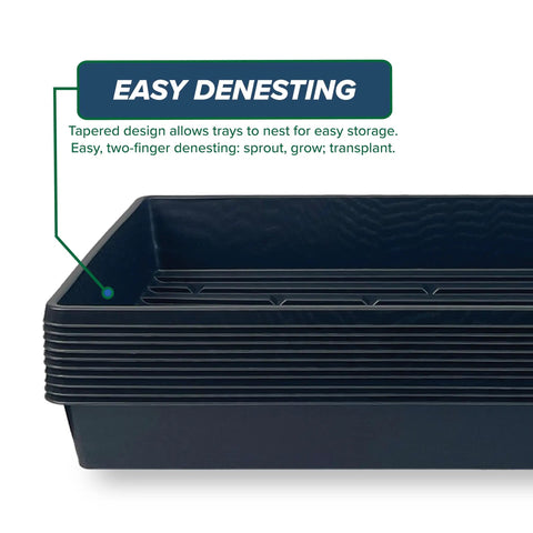 10 Pack No Drain Holes Plant Growing Trays 20 By 10 Inches for Seedlings Indoor Gardening with easy denesting feature
