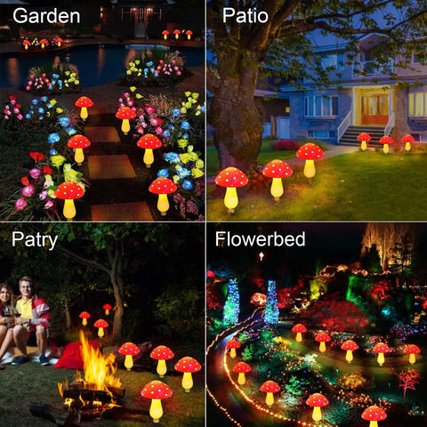 Colorful Solar Mushroom String Lights Waterproof Outdoor Decor With 8 Modes And Memory illuminating garden, patio, party, flowerbed