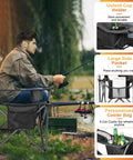 Man sitting on Oversized Camping Chair Set 2 Pack Heavy Duty Folding Chairs Support Up To 500 Lbs With Padded Back And Arm Rests