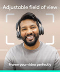 Man wearing headphones demonstrating the adjustable field of view of the Epic 4K HD Webcam With Autofocus And Five X Digital Zoom.
