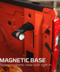 Beast Handheld Spotlight with 0.75 Mile Reach 780 Lumens and 362500 Cd Rugged Waterproof LED Flashlight in red truck bed