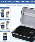 Fridge Ready Peptide Storage Case For Vials And BAC Water Insulin Fridge Holder with foam slots and mesh pocket