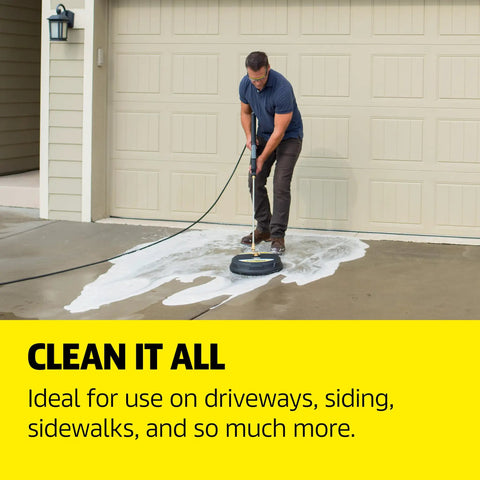 Person using All Purpose Pressure Washer Detergent That Powers Through Dirt And Grime On Fences Siding Patios Driveways Sidewalks And Concrete Highly Concentrated Formula Makes Up To 20 Gallons Universal Compatibility With Most Gas And Electric Machines on driveway