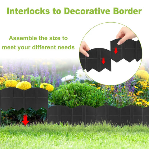 40 Ft No Dig Landscape Edging Kit With 40 Stakes, Flexible Plastic Border assembled for lawn and flower beds, easy install
