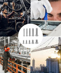 Rock Solid 1000 Piece Mini Screw Assortment Kit M1.6 To M3 Heavy Duty Carbon Steel Fasteners shown in various repair scenarios.