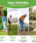 Four people using the 2 In 1 Heavy Duty Garden Hoe And Cultivator With 60 Inch Adjustable Handle Lightweight Weeding Tool