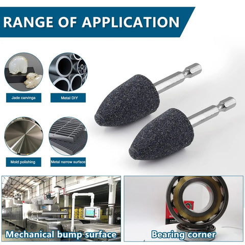 Five Piece Stone Grinding Bits Set For Rotary Tools With One Quarter Inch Hex Shank Cone Shaped Grinding Wheels display